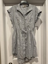 Japana Blue and White Stripe Shirt Dress Size Large