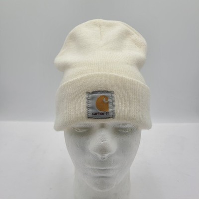 B55 Carhartt Adult One Size Off White Knit Cuffed Beanie Winter Hat.