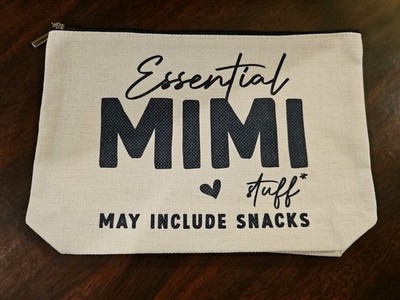 Sm Canvas Tote Bag ''Essential Mimi Stuff May Include Snacks''