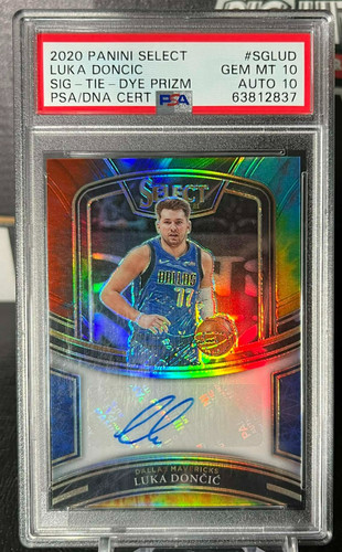 2020 PANINI SELECT LUKA DONCIC AUTO SIGNATURES TIE DYE PRIZM 13/25 PSA 10/10 GEM