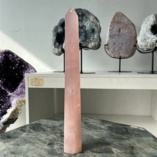4.9LB 16.9" Natural Rose Quartz Obelisk Tower Quartz Crystal Healing Gift