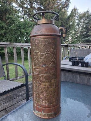 Elkhart Vintage Brass Fire Extinguisher (Fully functioning)