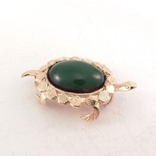 Ciondolo spilla tartaruga tartaruga in vetro verde combo vintage