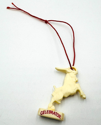 Rare Avinger Celebrator Doppelbock Beer Plastic Ram Bottleneck Charm Ornament