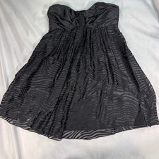 EXPRESS Black 95% Pure Silk Tube Strapless Babydoll Short Mini Dress Size 8