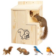 Large Wooden Squirrel House for Outside, Predator Guard Squirrel Nesting Box,...