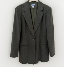 Vintage Pendleton 100 Virgin Wool Blazer Womens 16 Tall Olive Green Y2K Career