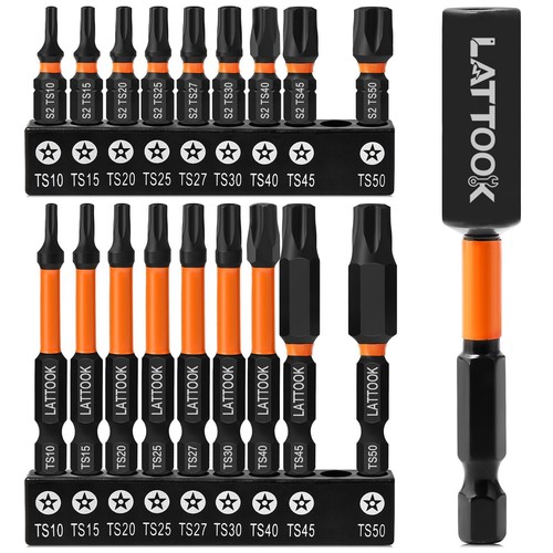 19-Pieces 5 Point Star Torx Bit Set, Security Tamper Proof Torx Driver Bit Se...