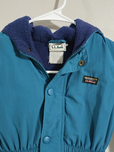 Vintage 1990s L.L. Bean Teal Fleeced Lined Ski Jacket Cinched Waist Toddler 2T - Picture 6 of 14