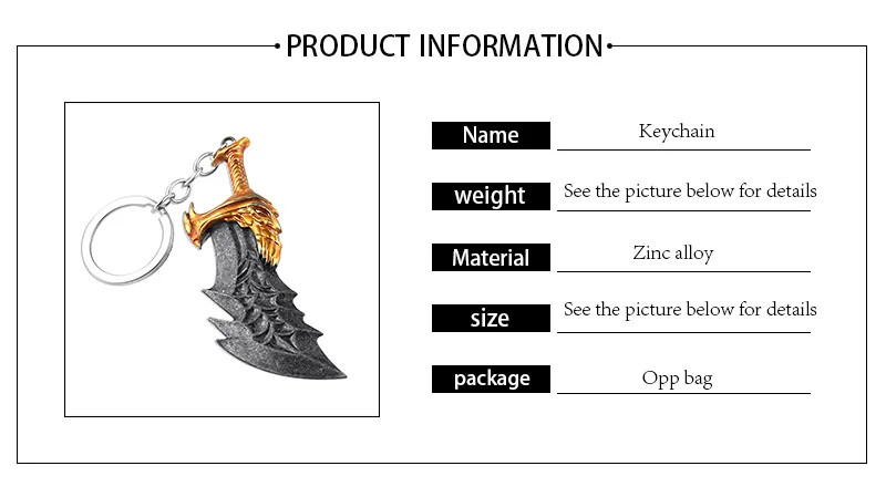 New God of War 4 Kratos Sword Keychain Pendant Keyring Jewelry Men And Women Car