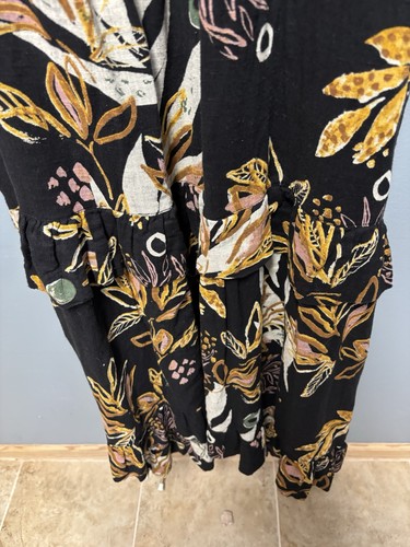 Free People Maxikleid Anita Stufen Rüschen Baumwolle bedruckt Gr. L schwarz bunt - Bild 8 von 16