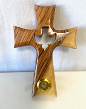 Holy Land Olivewood Wall Cross with Holy Spirit Motif and Incense from Jerusalem