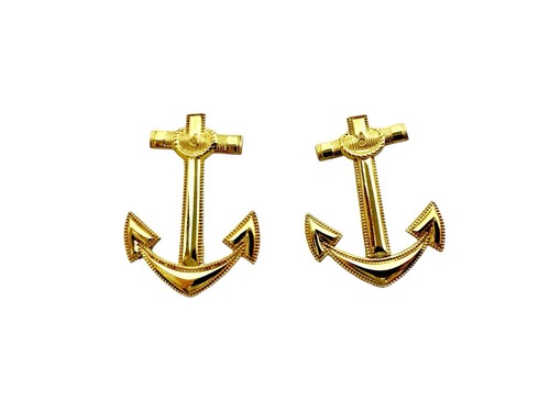 Vintage WWII U.S. Navy Officer Insignia 10k Gold Filled Anchor Pins Set Of 2 - Picture 6 of 13