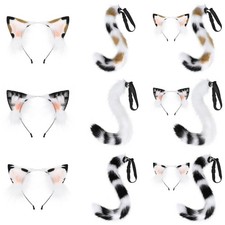 Cat Ear and Wolf Foxes Animal Tail Cosplay Costume Faux Furs Headband Headdress