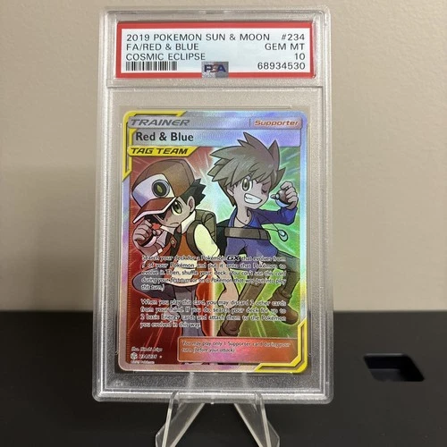 Pokemon Cosmic Eclipse: Red & Blue Ash Gary Full Art Trainer 234/236 - PSA 10