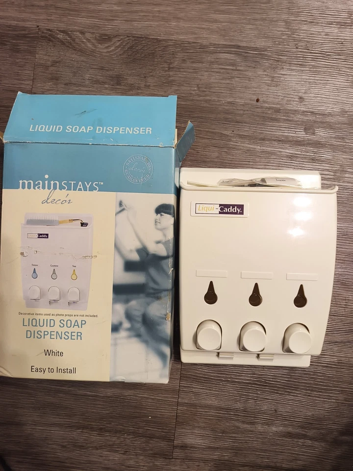 Liquicaddy montado en la pared Mainstays - Dispensador de jabón de 3 cámaras Foto 4 de 4