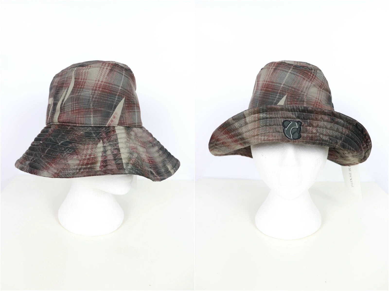 Tonsure 2019 Crunched Check Print Bucket Hat With Reflective Elastic Cord Detail