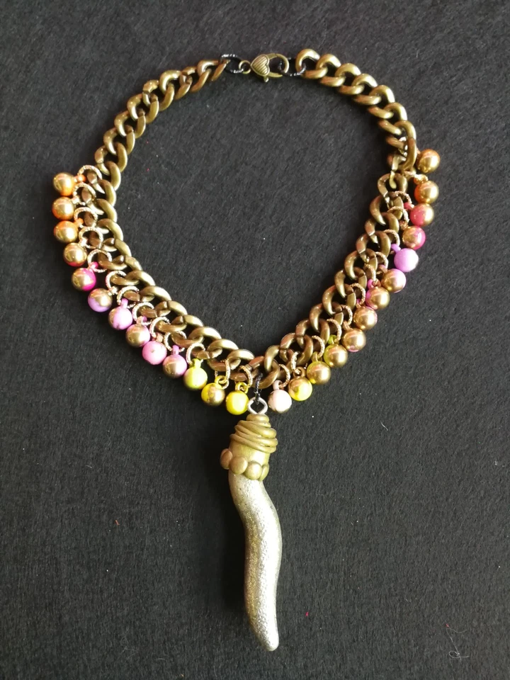 moda joyería mujer joyas collar colgante collar cadena pop diseño cuerno babero Foto 3 de 4