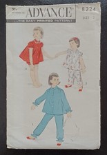 Vintage 1950s Child's Size 2 Pajamas Pattern ADVANCE Printed Pattern 8224