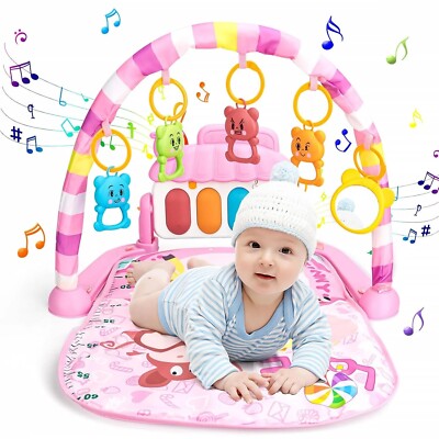 Pinke Baby Spieldecke mit Musik - Spielmatte / Krabbeldecke für Mädchen
