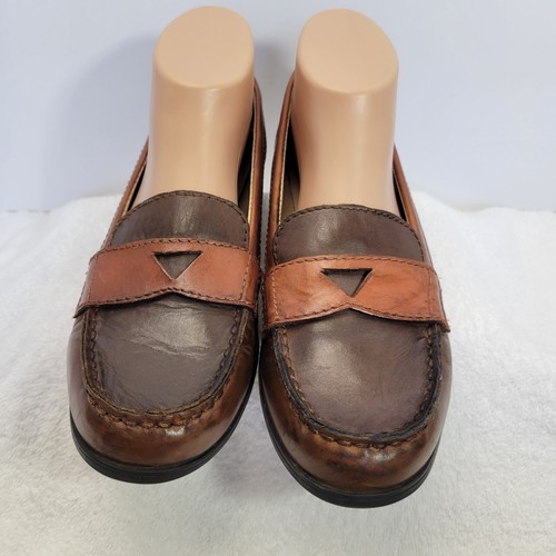 Naturalizer June Womens Size 9 Two Tone Brown Leather Penny Loafer Slip On Shoes - Picture 3 of 14