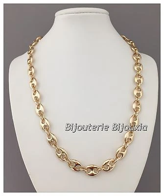 BIJOUXIA Chaîne EXTRA LARGE Grain De Café 60CM X 1CM Plaqué or 18 CARATS Bijou HOMME