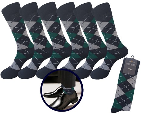 1-3-6 Dress Socks GREEN Argyle Diamond Socks Cotton Size 10-13 PREMIUM QUALITY - Picture 7 of 10