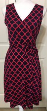 Mix size M navy pink sleeveless v-neck flare dress women's