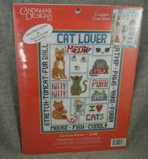 Cat Lover Picture Cross Stitch Kit 51396 Candamar Designs Kitty Feline Vintage