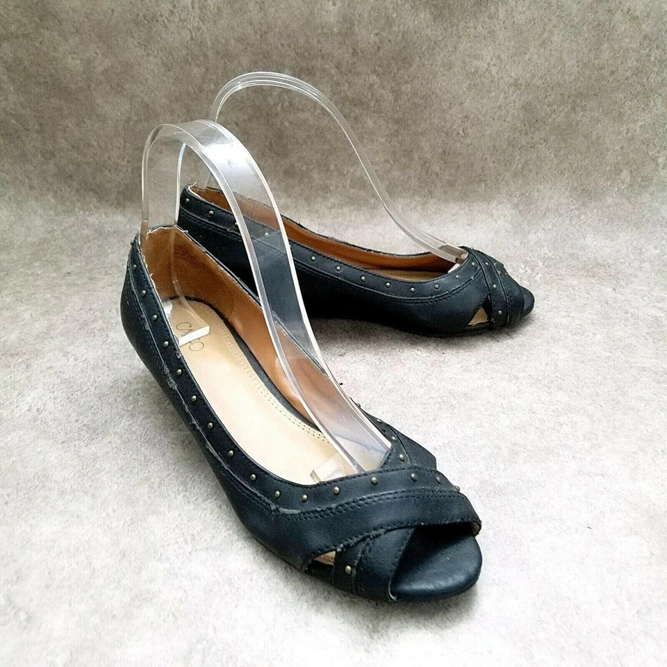 Женские туфли на низкой танкетке Cato S364 размер 7 W черные с открытым носком - Изображение 4 из 4