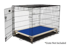 Kuranda Indoor/Outdoor Dog Crate Bed - Almond Frame - 40 oz Vinyl - Pacific Blue