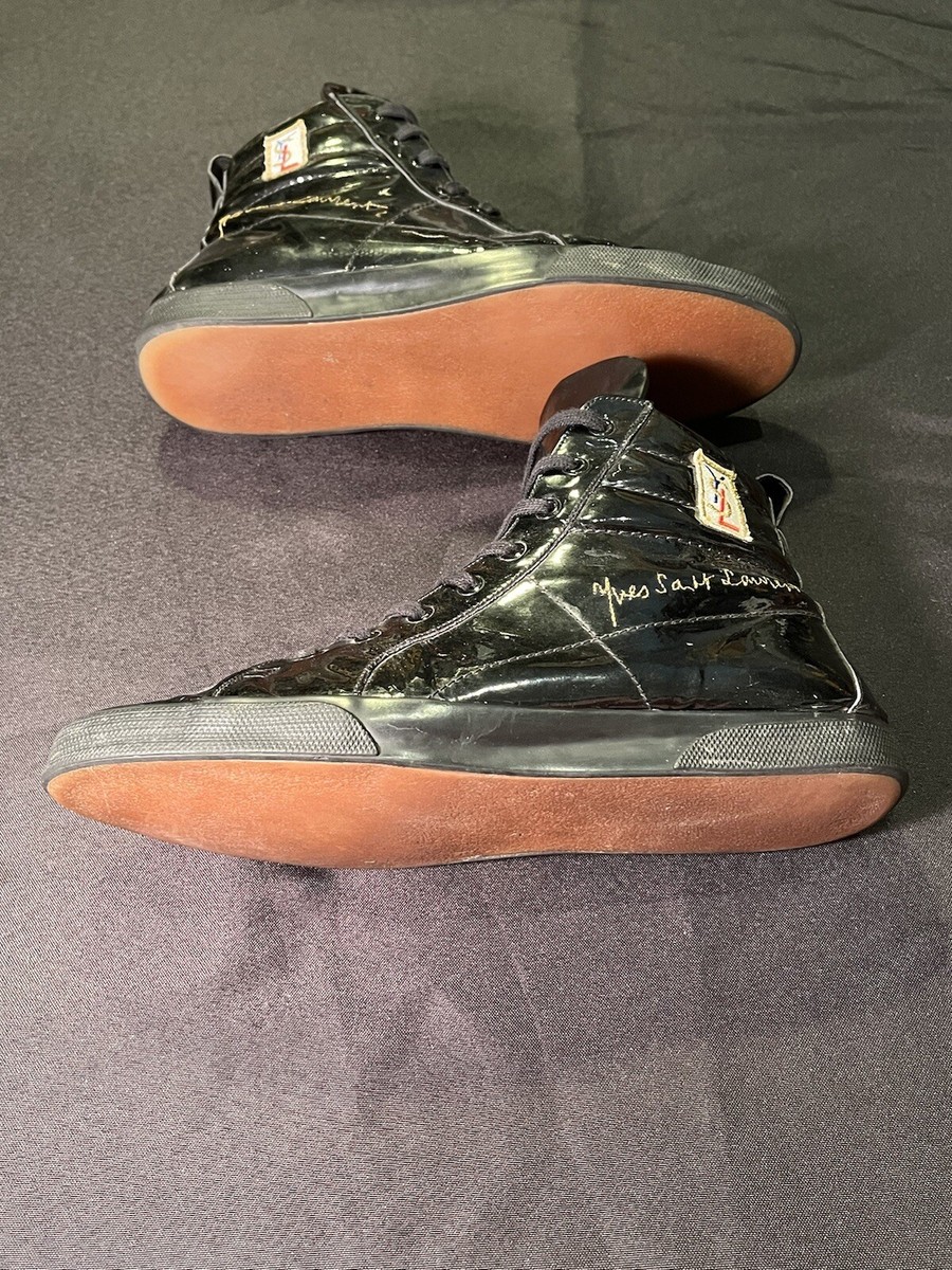 YVES SAINT LAURENT PATENT LTHER HIGH TOPS 42.5 9.5 SNEAKERS YVES SAINT LAURENT PATENT LTHER HIGH TOPS 42.5 9.5 SNEAKERS