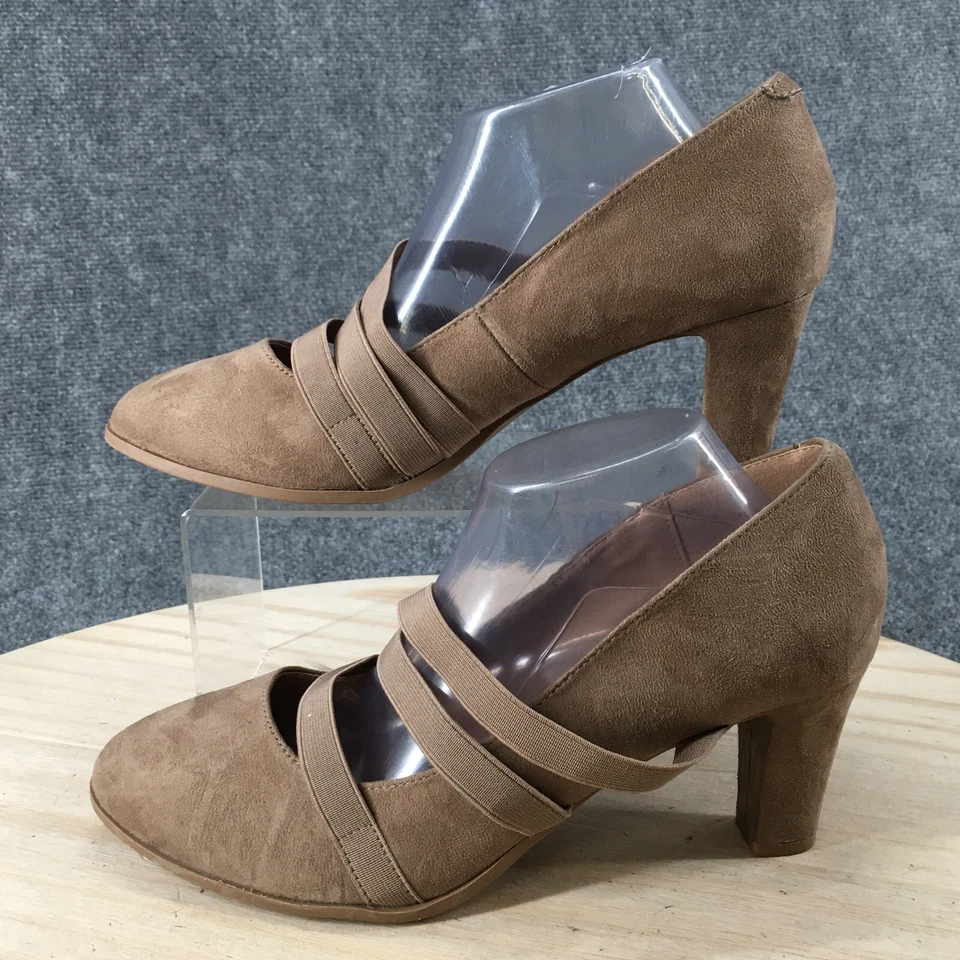 Zapatos de tacón informales sin cordones Mary Jane marrón de la colección Journee 11 Loren para mujer Foto 2 de 4