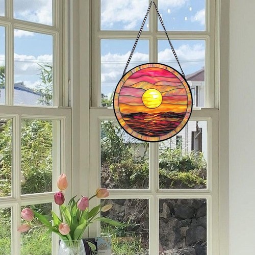 Sun Mountain Buntglas Fenster hängend Sonnenfänger Acryl Garten Veranda D1N1 - Bild 8 von 14