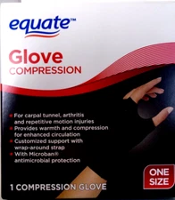 Equate Glove Compression ONE SIZE Black 1 Glove - FREE SHIPPING