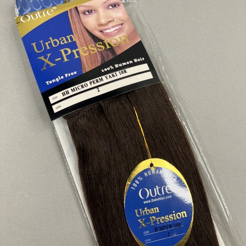 Micro Perm Yaki #2 Darkest Brown 10" Straight 100% Human Hair Extensions - Bild 2 von 6