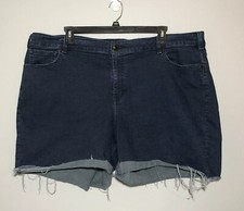 Lane Bryant Women Jean Shorts Size 26R Cutoff Ragged Raw Hem Distress Stretchy