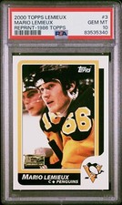 2000 Topps Lemieux Mario Lemieux Reprint 1986 Topps #3 PSA 10 Gem Mint POP 5
