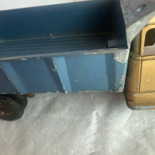 Structo 1950’s Pressed Steel Toy Gold & Blue 8”long Dump Truck Made In USA - Picture 15 of 19