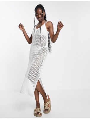 Monki knitted crochet cami midi dress in off white sz XXL | eBay Monki knitted crochet cami midi dress in off white sz XXL | eBay