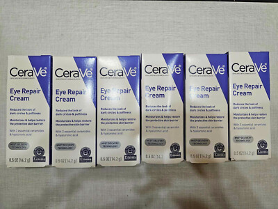Lot Of 6 CeraVe Eye Repair Cream - 0.5 fl oz, Dark Circles And Puffiness, New