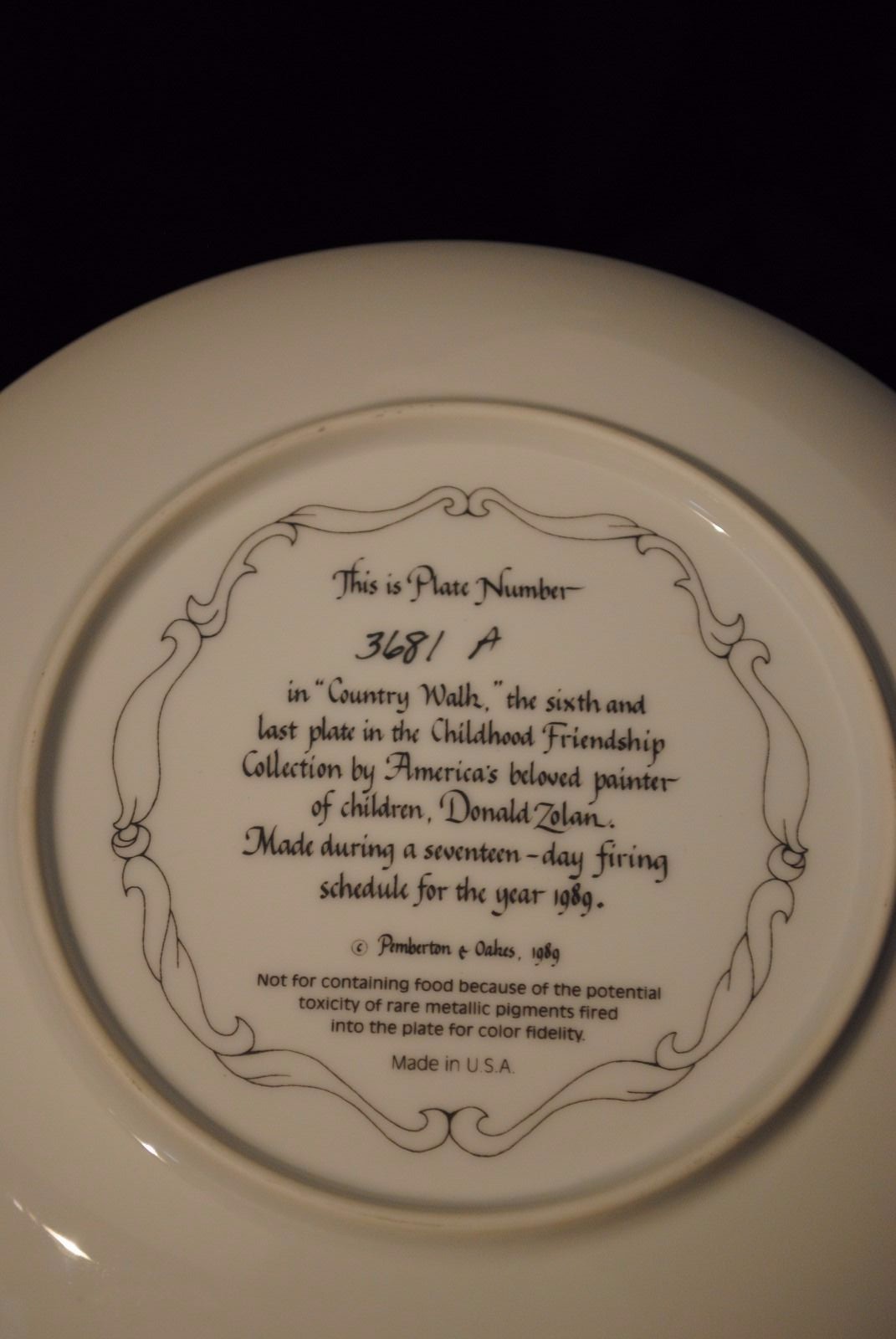 1989 Pemberton & Oakes Collectable Plate "Country Walk" by Donald Zolan eBay