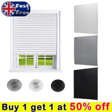 UK Self-Adhesive Pleated Blind Office Kitchen Balcony Door Window Curtain Shades