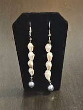 Natural Cowrie Shell Earrings Conch Bead Salt Life Costume Jewelry 3" Long