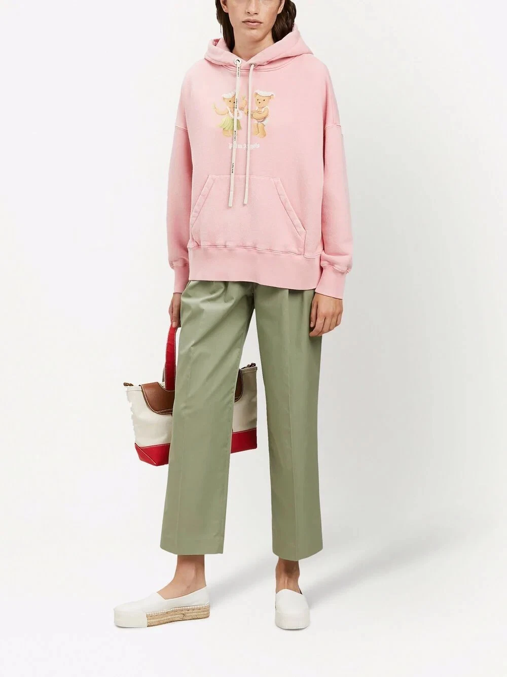 Felpa con cappuccio oversize Palm Angels rosa orsi danzanti logo taglia L SS22 PREZZO AL PUBBLICO $970