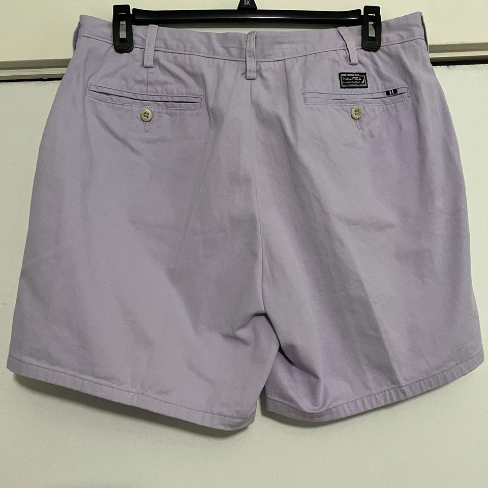 Pantalones Cortos Nautica Flex Hombres 36W Chino Frente Plano Clipper Pantalones Cortos Calce Clásico Lavanda Foto 4 de 4