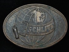 QA13117 VINTAGE 1970s  SCHLITZ  BEER BREWING COMPANY BRASSTONE BELT BUCKLE