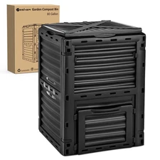 Outdoor Garden Compost Bin, 80 Gallon BPA-Free Large Capacity Composter for B...