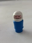 HTF VINTAGE FISHER PRICE LITTLE PEOPLE BLUE MOTORCYCLE RIDER DRIVER ASTRONAUT