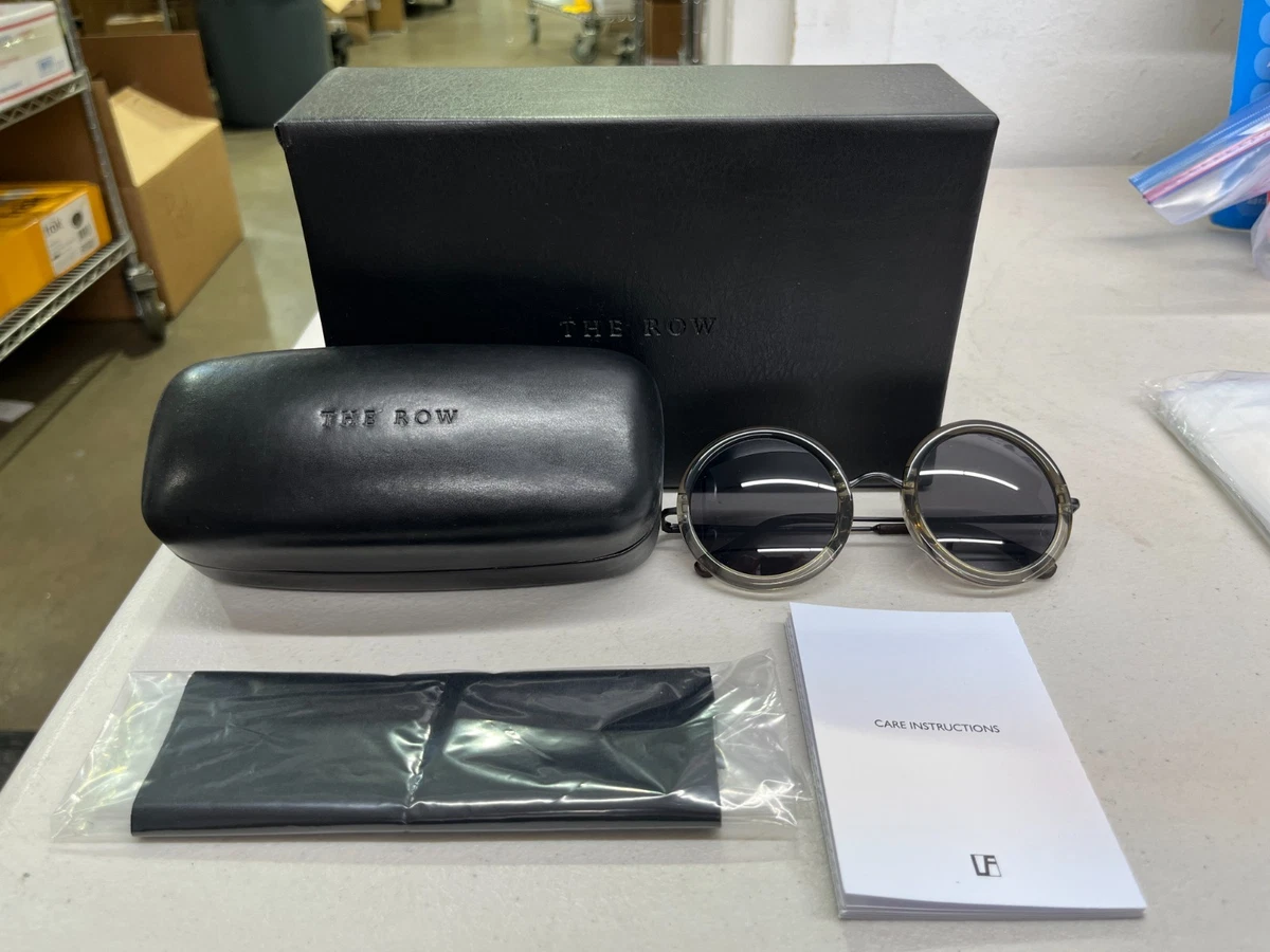 Navy Round Sunglasses Linda Farrow x the Row Vintage Large Linda Farrow The Row Black Sunglasses & Case  main image 3